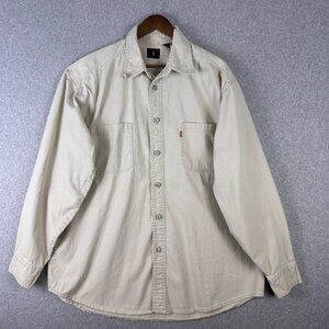 Vintage Levi’s Red Tab Jean Shirt Mens Large Ivory Button Down Long Sleeve Denim